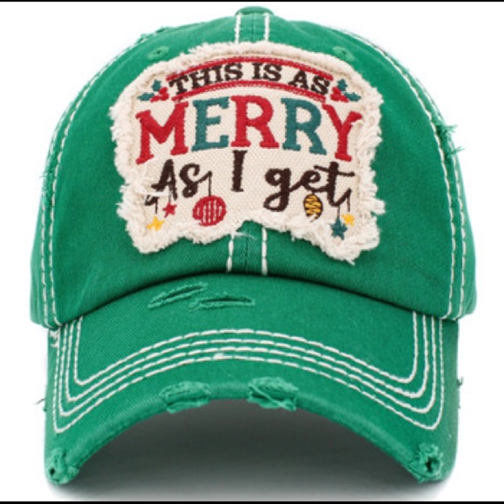 “THIS IS AS MERRY AS I GET” WASHED VINTAGE BALLCAP - Picture 1 of 10